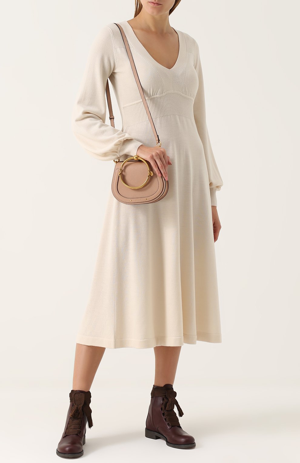 Вязаное платье-миди с v-образным вырезом CHLOÉ, арт. 17AMR05-17A650, фото 2