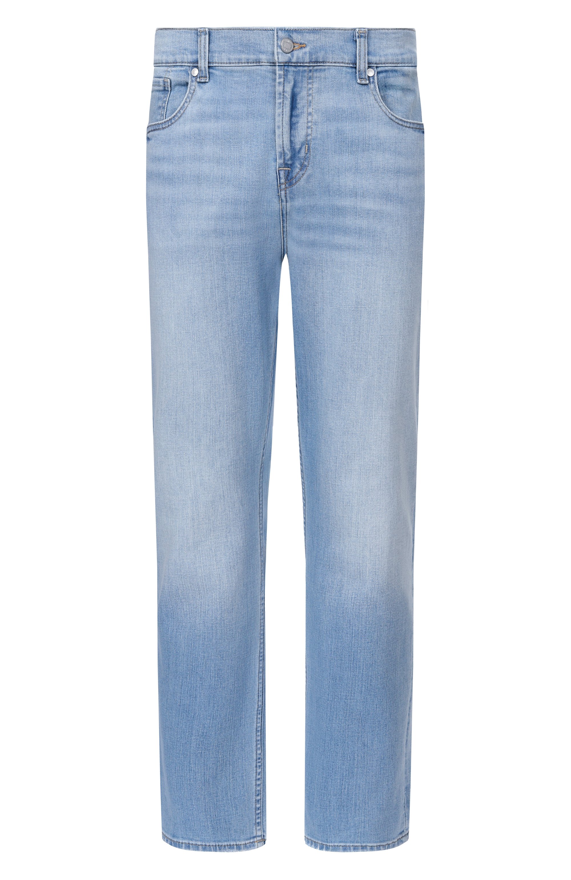 Джинсы slimmy tapered 7 FOR ALL MANKIND голубого цвета по цене 29150 руб., арт. 7TB00C12-1VW, фото 1 Джинсы slimmy tapered 7 FOR ALL MANKIND, арт. 7TB00C12-1VW, фото 1