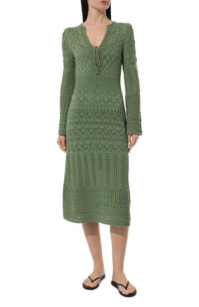 Платье из шерсти и хлопка DOROTHEE SCHUMACHER зеленого цвета по цене 87550 руб., арт. 516301, фото 3 Платье из шерсти и хлопка DOROTHEE SCHUMACHER, арт. 516301, фото 3