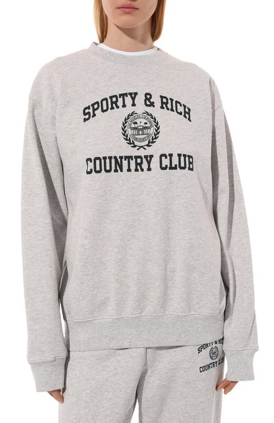 Хлопковый свитшот SPORTY AND RICH серого цвета по цене 22650 руб., арт. ST071516218GY03, фото 3 Хлопковый свитшот SPORTY AND RICH, арт. ST071516218GY03, фото 3