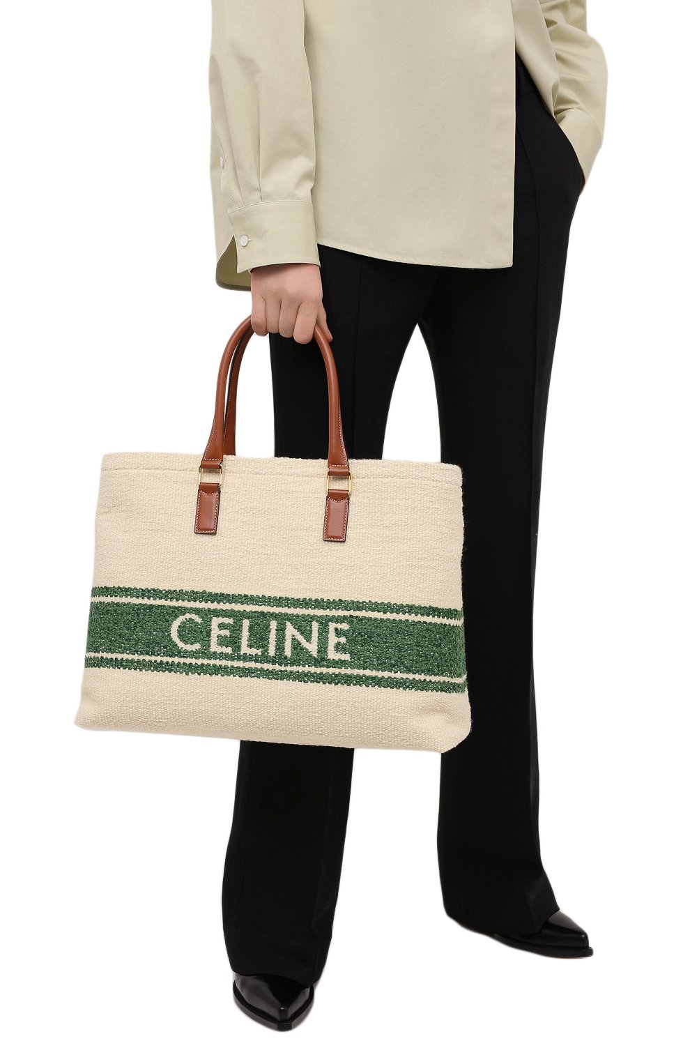 Сумка cabas CELINE зеленого цвета по цене 213000 руб., арт. 190062DBS, фото 2 Сумка cabas CELINE, арт. 190062DBS, фото 2