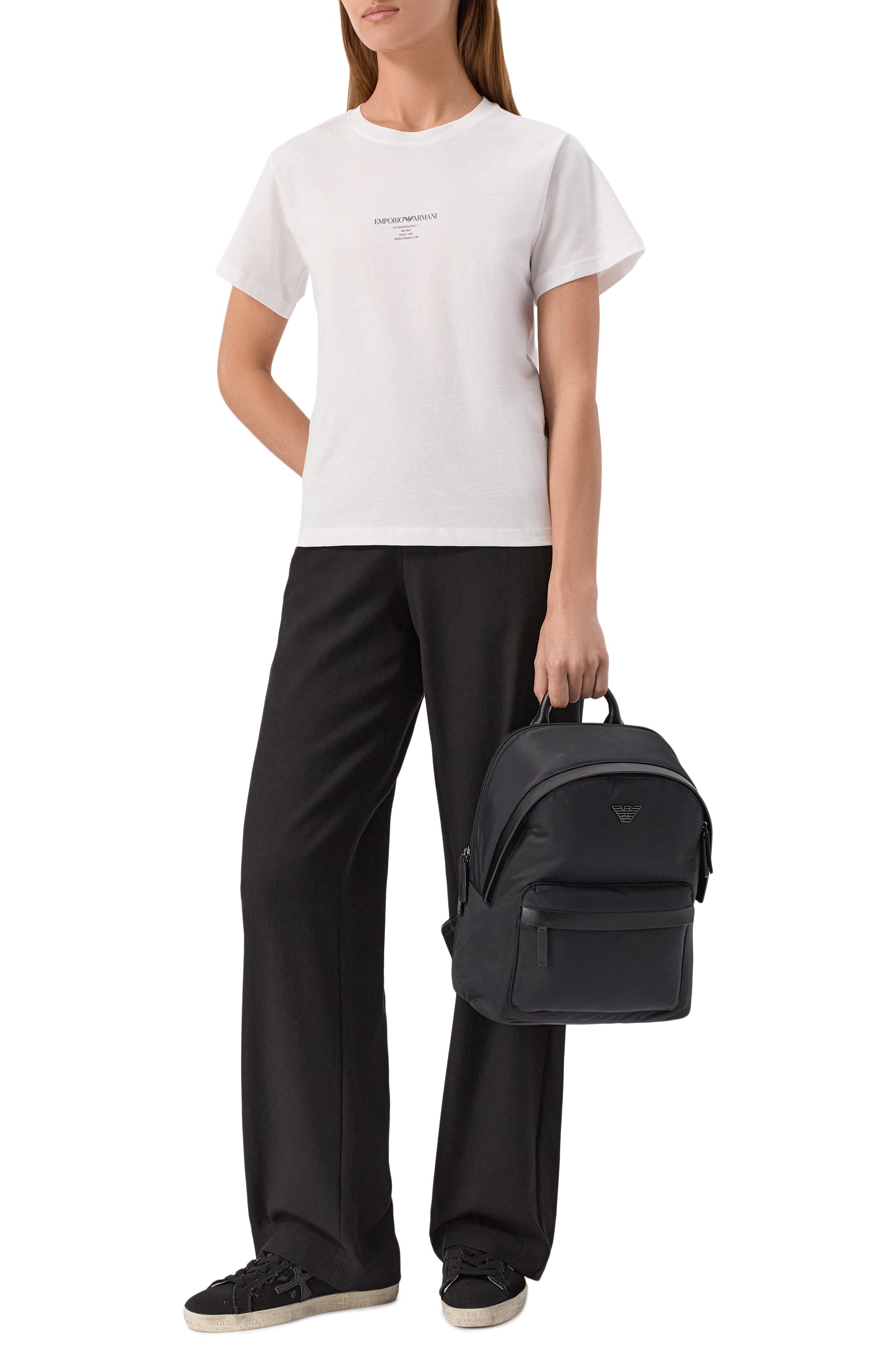 Хлопковая футболка EMPORIO ARMANI белого цвета по цене 24250 руб., арт. EW002837/AF12597, фото 2 Хлопковая футболка EMPORIO ARMANI, арт. EW002837/AF12597, фото 2