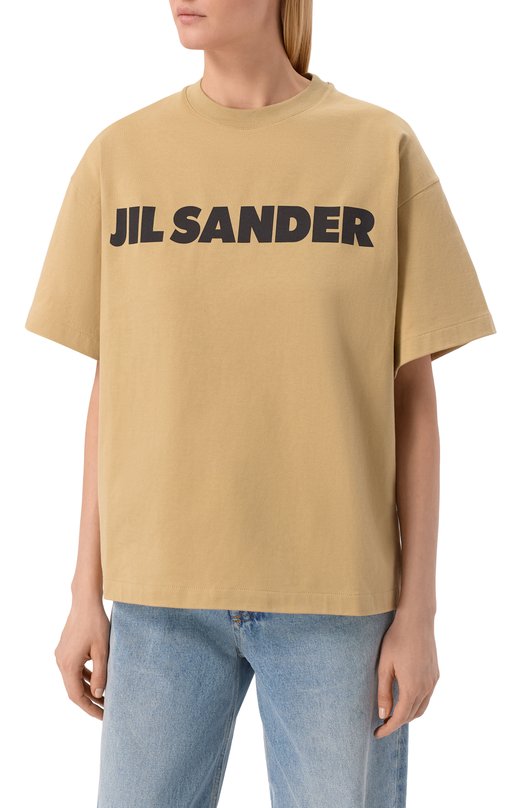 Хлопковая футболка Jil Sander J02GC0140/J20348 Бежевый  J02GC0140/J20348 Фото 3