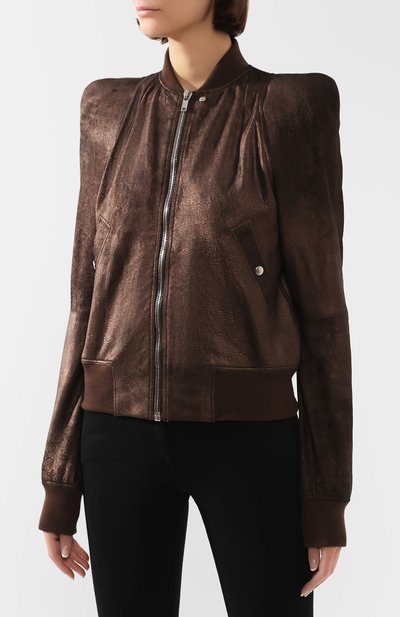 Кожаный бомбер RICK OWENS коричневого цвета по цене 184500 руб., арт. RP20S1728/LBRM, фото 3 Кожаный бомбер RICK OWENS, арт. RP20S1728/LBRM, фото 3