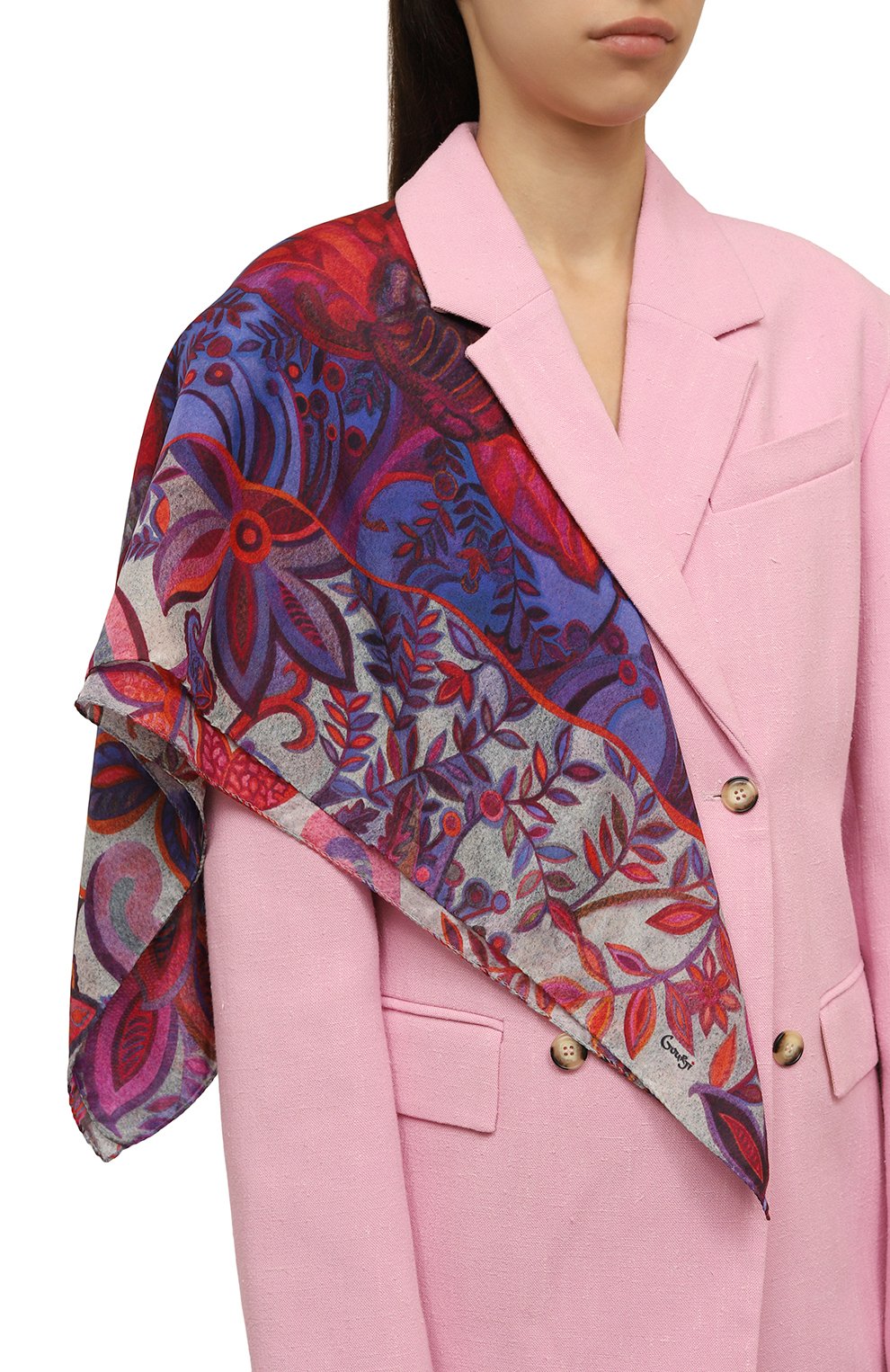 Шелковый платок орнамент цветы GOURJI, арт. T26AZB7VI1, фото 2