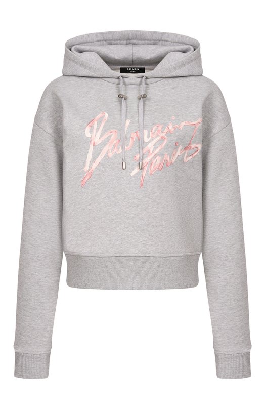 Хлопковое худи Balmain GF1JR030/BD43 Серый GF1JR030/BD43