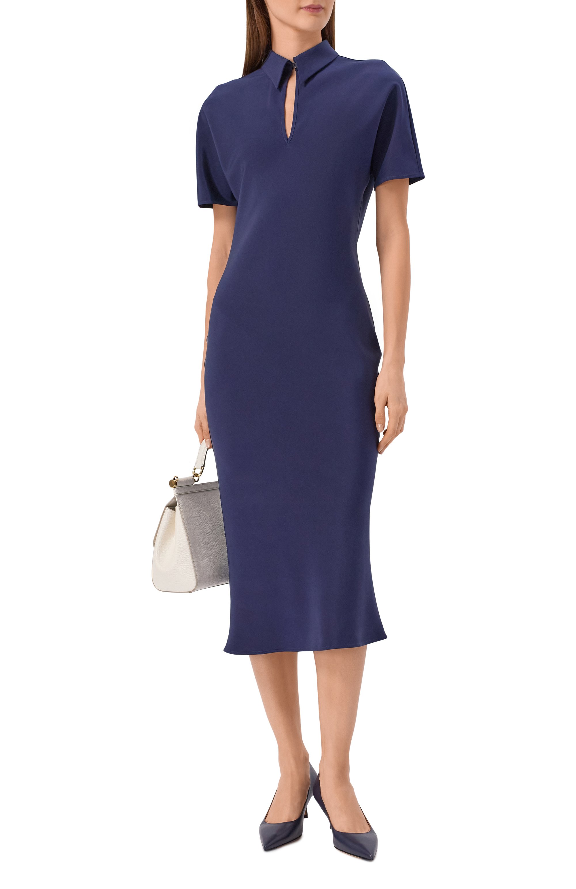 Шелковое платье KITON синего цвета по цене 299500 руб., арт. D55313K0977A, фото 2 Шелковое платье KITON, арт. D55313K0977A, фото 2