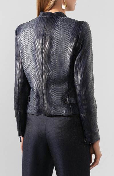 Кожаная куртка GIORGIO ARMANI синего цвета по цене 1410000 руб., арт. 4AG07P/4AP13/PBRE, фото 4 Кожаная куртка GIORGIO ARMANI, арт. 4AG07P/4AP13/PBRE, фото 4