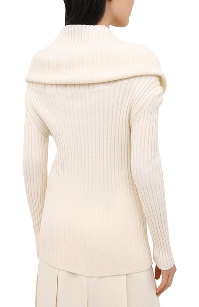 Шерстяной пуловер LANVIN белого цвета по цене 59900 руб., арт. RW-T0677M-MV09-H20, фото 4 Шерстяной пуловер LANVIN, арт. RW-T0677M-MV09-H20, фото 4