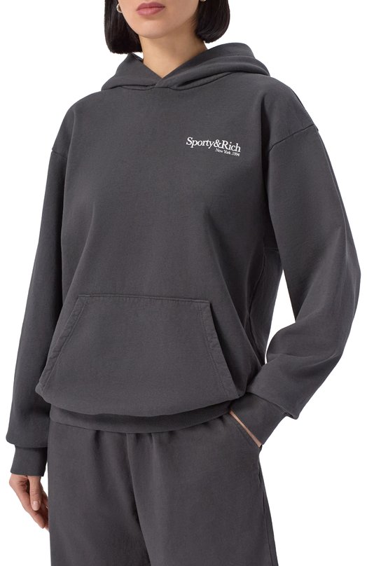 Хлопковое худи Sporty and Rich ST070622016BA02 Чёрный  ST070622016BA02 Фото 3