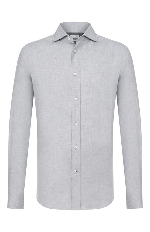 Рубашка из хлопка и лиоцелла Brunello Cucinelli MY6371718 Серый MY6371718