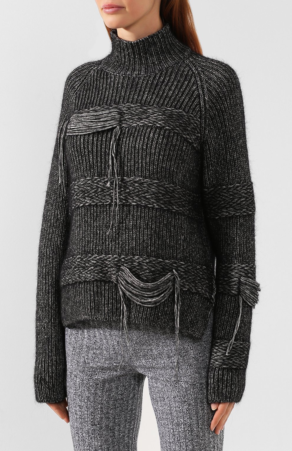 Свитер из хлопка и шерсти MRZ черного цвета по цене 34350 руб., арт. FW19-0215, фото 3 Свитер из хлопка и шерсти MRZ, арт. FW19-0215, фото 3