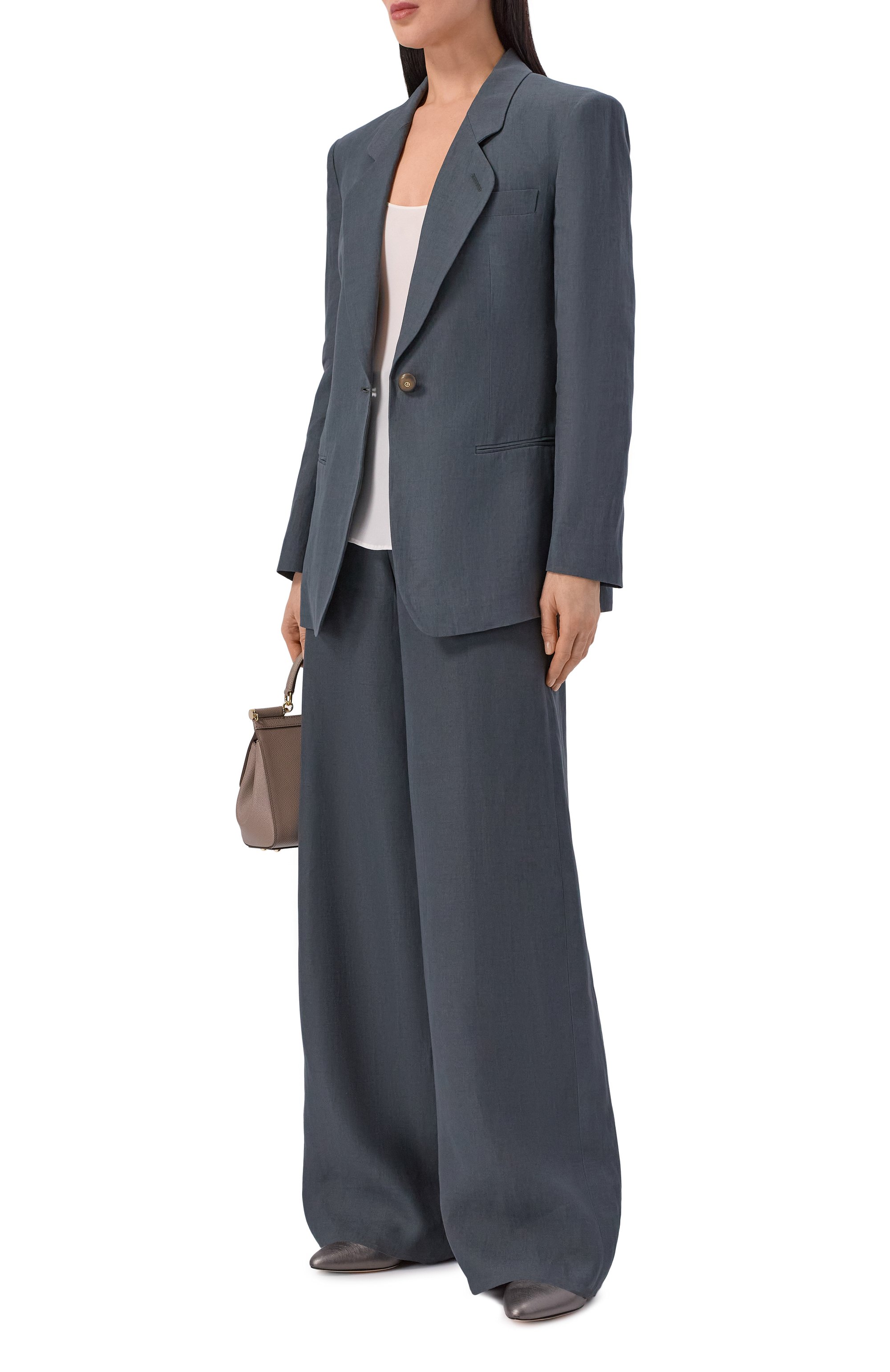 Льняные брюки GIORGIO ARMANI темно-серого цвета по цене 158000 руб., арт. GW002791/TE11126, фото 2 Льняные брюки GIORGIO ARMANI, арт. GW002791/TE11126, фото 2