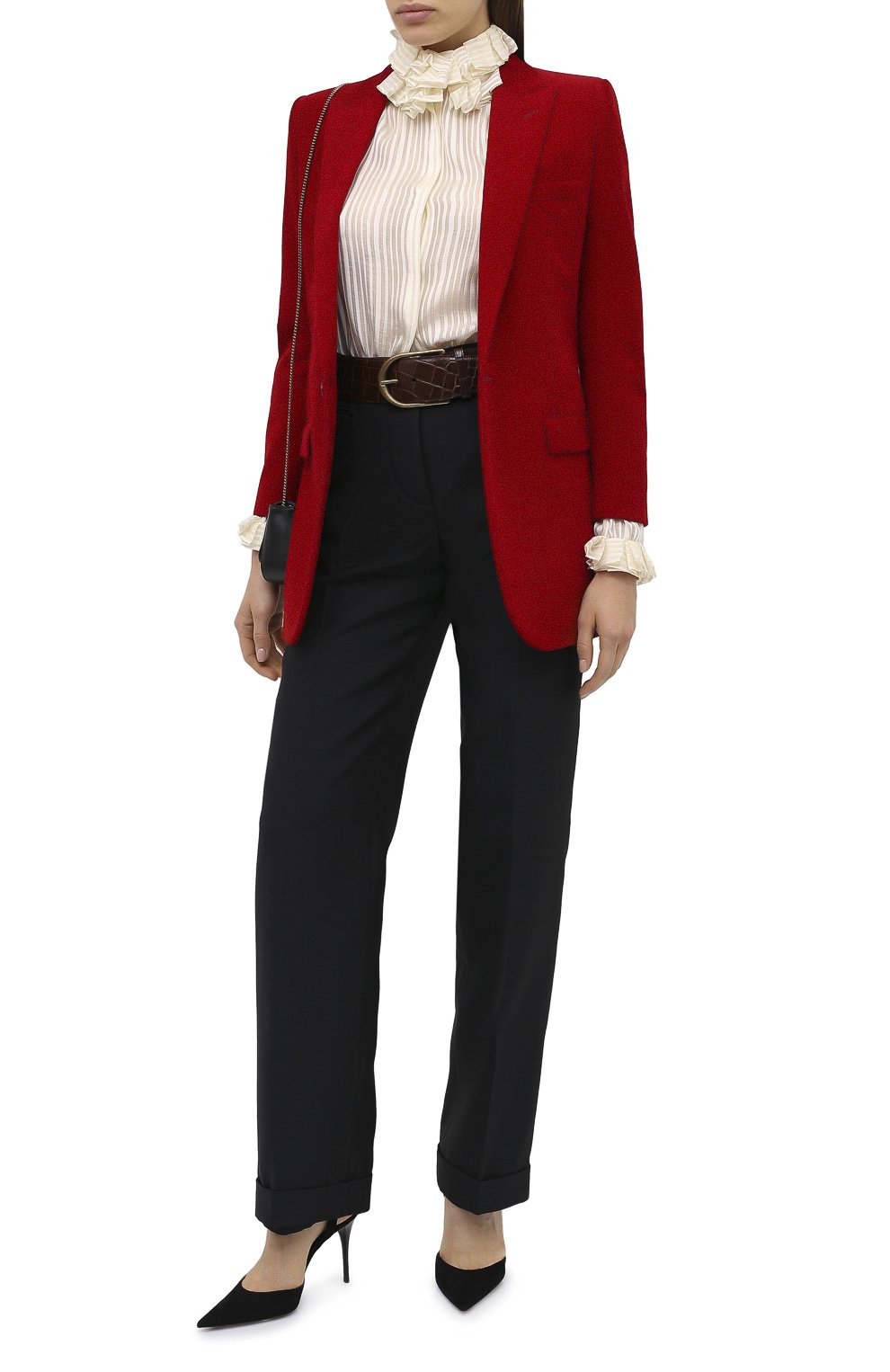 Хлопковый жакет SAINT LAURENT красного цвета по цене 229500 руб., арт. 632834/Y006R, фото 2 Хлопковый жакет SAINT LAURENT, арт. 632834/Y006R, фото 2