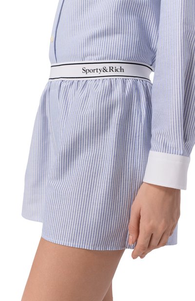 Хлопковые шорты SPORTY AND RICH голубого цвета по цене 16450 руб., арт. SH01562300ST09, фото 5 Хлопковые шорты SPORTY AND RICH, арт. SH01562300ST09, фото 5