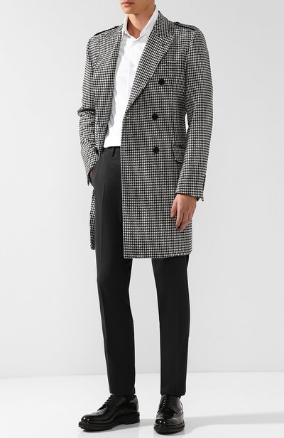 Шерстяные брюки прямого кроя DOLCE & GABBANA темно-серого цвета по цене 51650 руб., арт. GY5WMT/FUBEC, фото 2 Шерстяные брюки прямого кроя DOLCE & GABBANA, арт. GY5WMT/FUBEC, фото 2