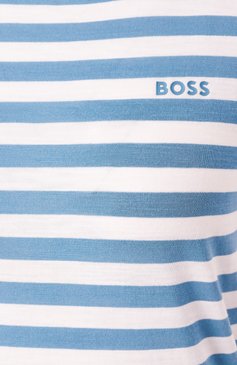 Женская хлопковая футболка BOSS ORANGE голубого цвета, арт. 50504192 | Фото 6 (Драгоценные камни: Проставлено; Длина (для топов): Стандартные; Материал сплава: Проставлено; Рукава: Короткие; Принт: С принтом; Стили: Кэжуэл; Материал внешний: Хлопок)