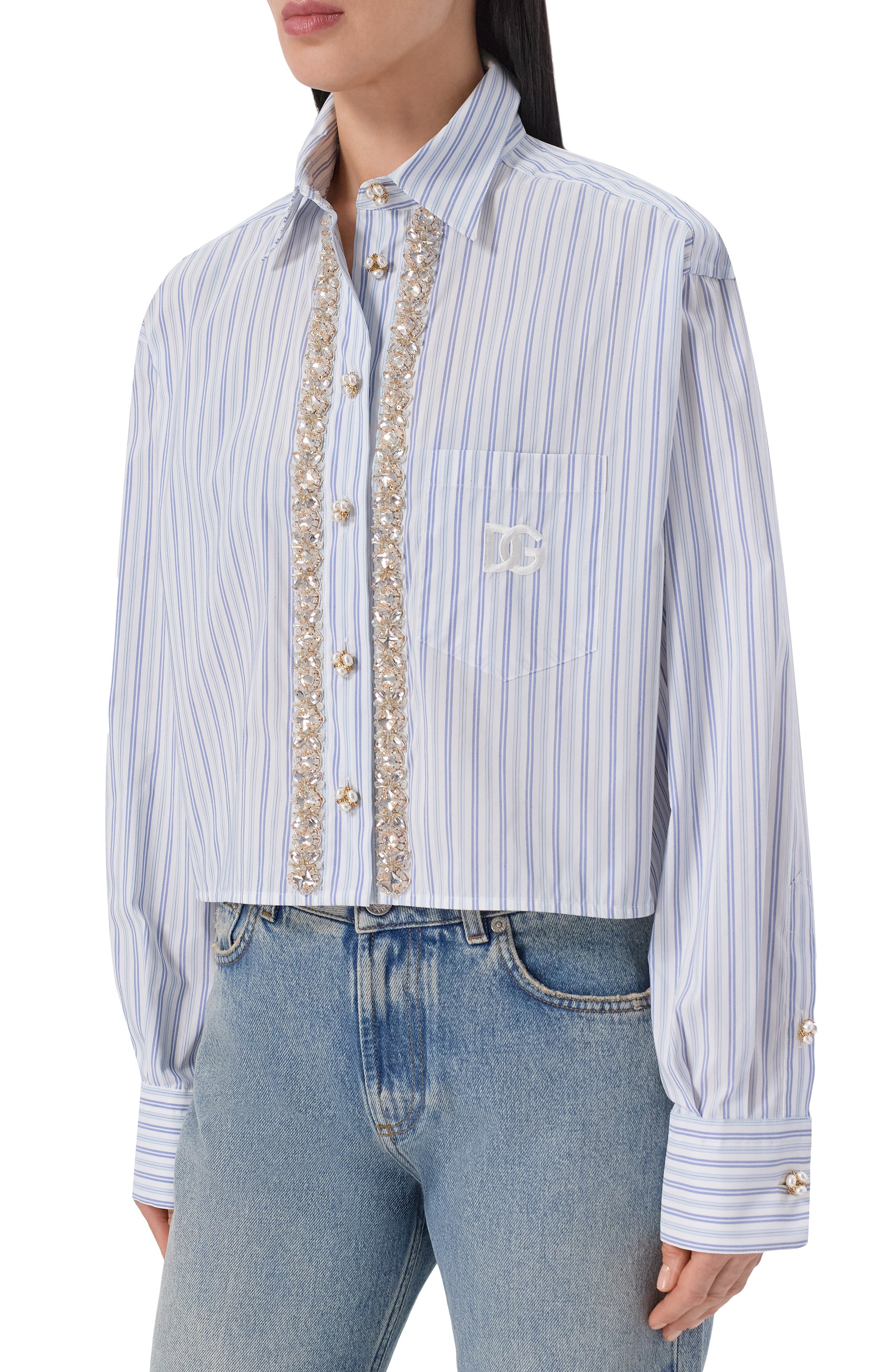 Рубашка с отделкой стразами DOLCE & GABBANA, арт. F5U22Z/FBMFN, фото 3