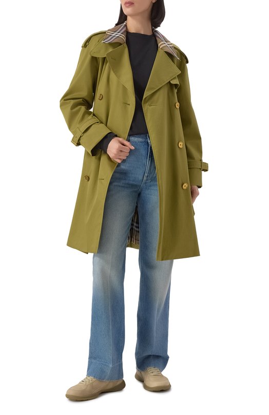 Хлопковый тренч Burberry 8111166 Зелёный  8111166 Фото 2