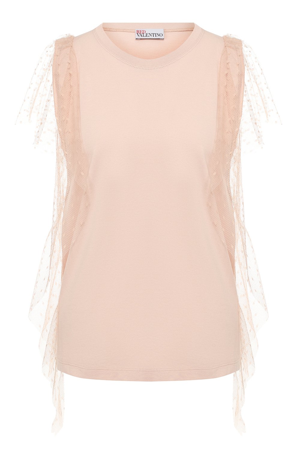 Хлопковая футболка REDVALENTINO розового цвета по цене 15350 руб., арт. TR3MG03Y/4UH, фото 1 Хлопковая футболка REDVALENTINO, арт. TR3MG03Y/4UH, фото 1