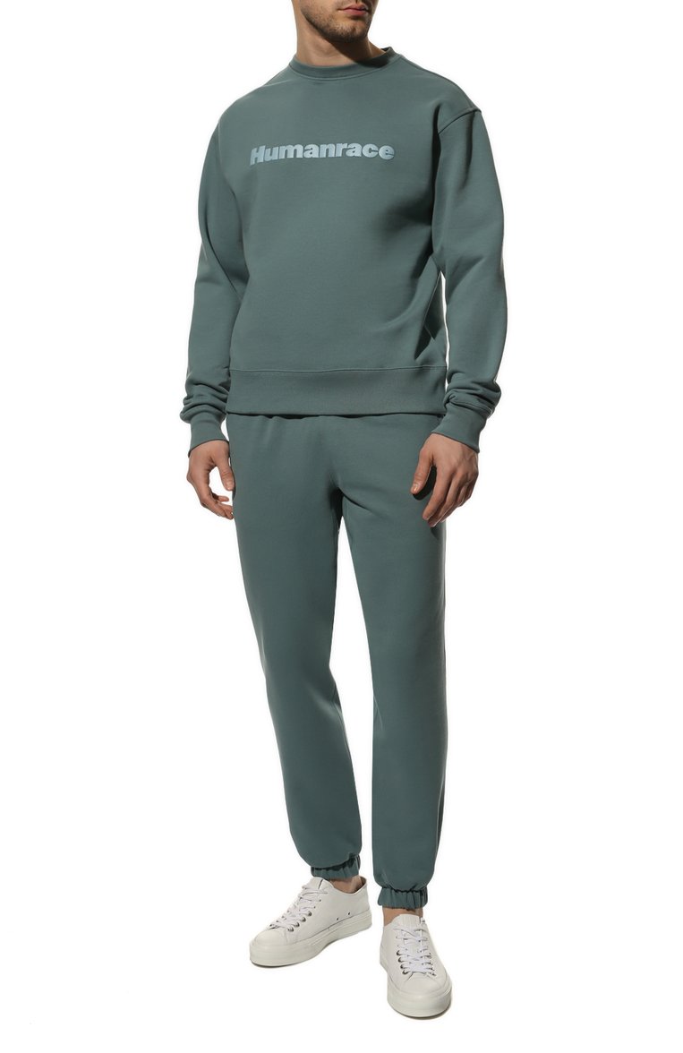 Мужской хлопковый свитшот adidas originals x pharrell williams ADIDAS ORIGINALS зеленого цвета, арт. HK6694 | Фото 2 (Материал внешний: Хлопок; Длина (для топов): Стандартные; Рукава: Длинные; Мужское Кросс-КТ: свитшот-одежда; Принт: С принтом; Стили: Спорт-шик)