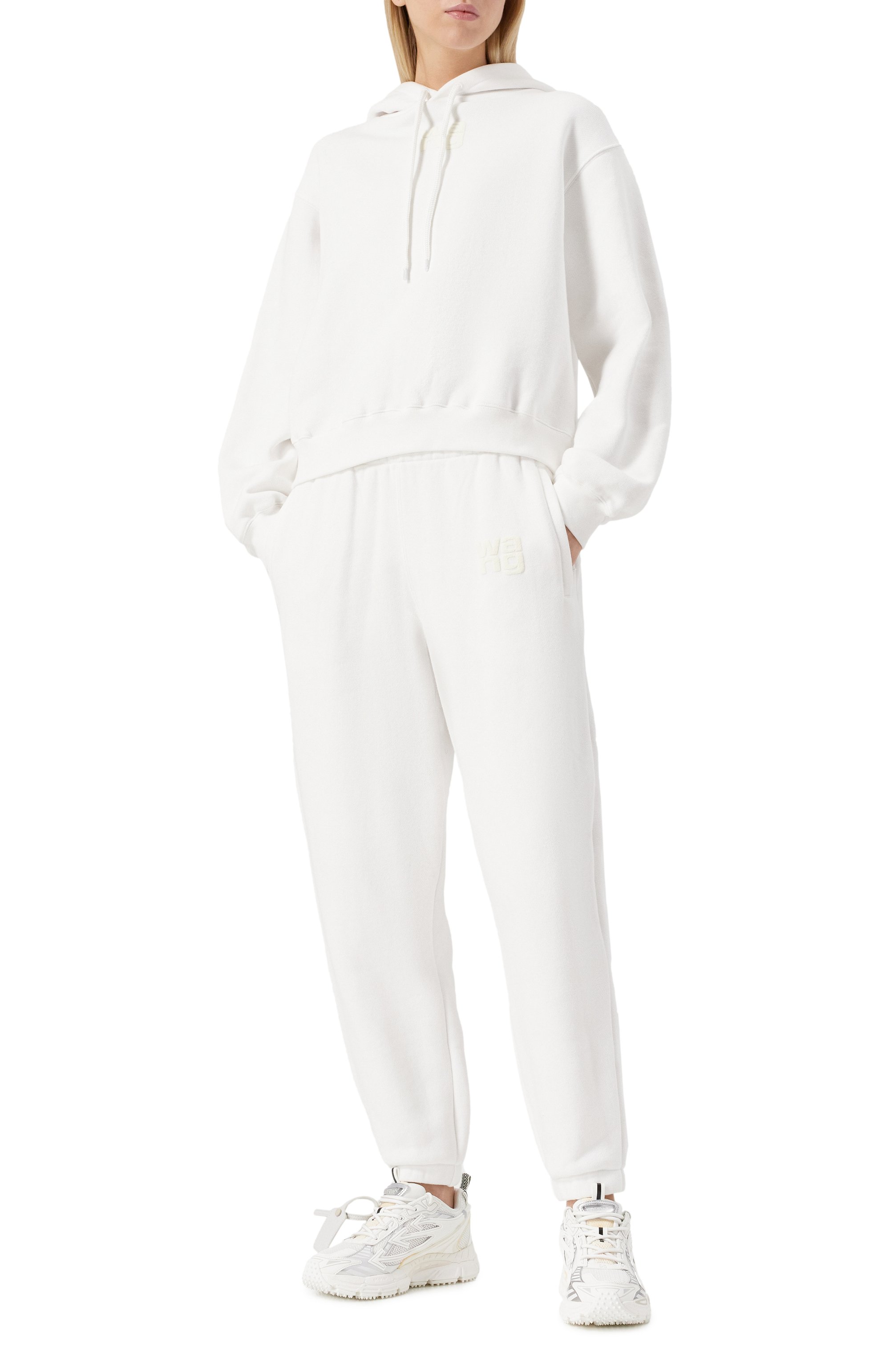 Хлопковые джоггеры ALEXANDERWANG.T белого цвета по цене 45400 руб., арт. 4CC3244399, фото 2 Хлопковые джоггеры ALEXANDERWANG.T, арт. 4CC3244399, фото 2