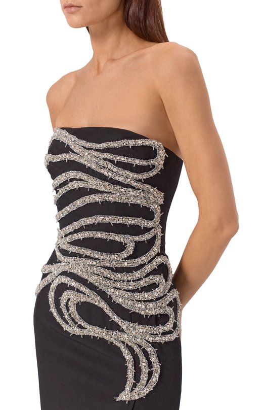 Платье с отделкой стразами и бисером Zuhair Murad FDR25003/CRCA019 Чёрный  FDR25003/CRCA019 Фото 4