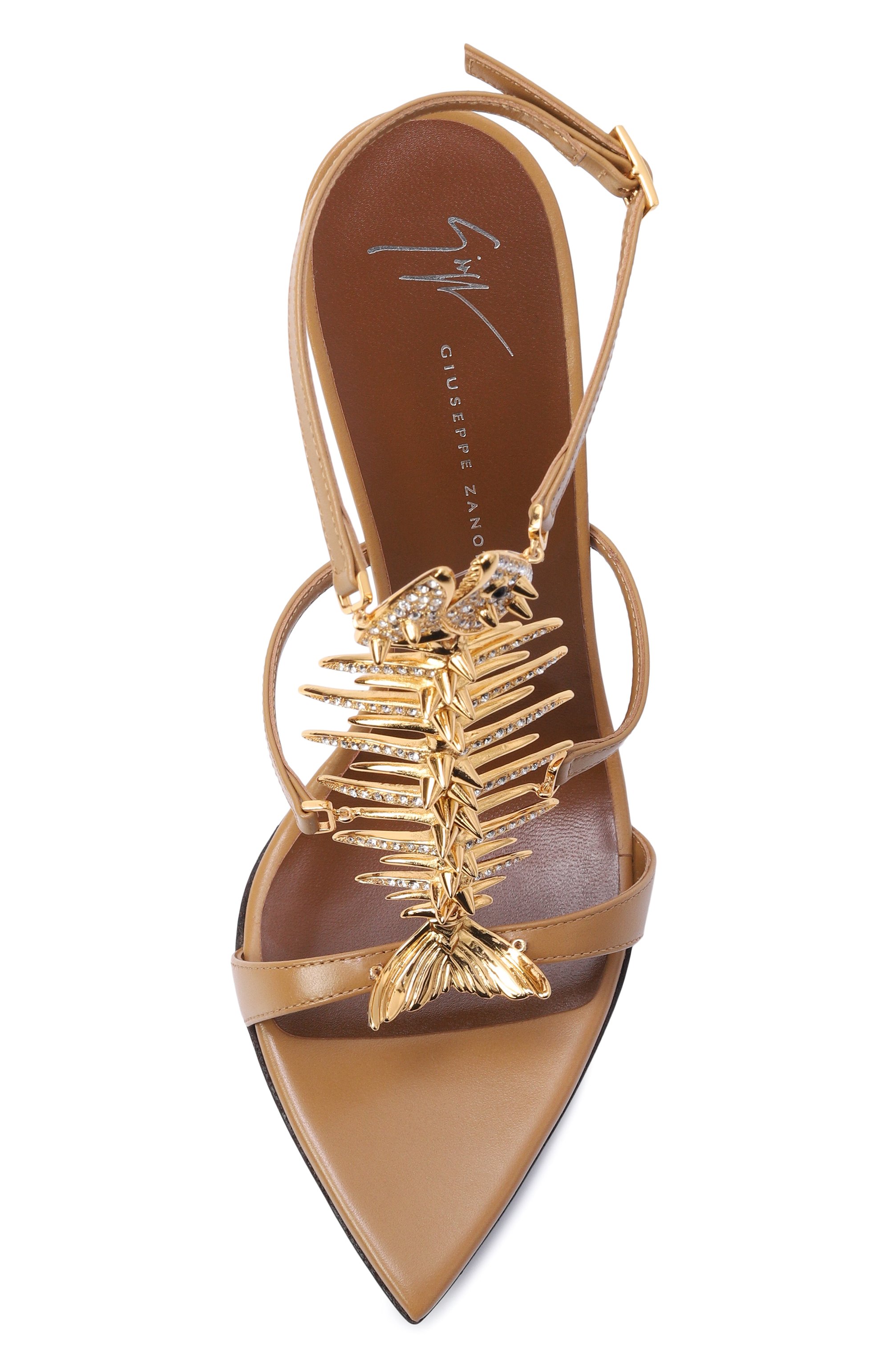 Кожаные босоножки slim 2.0 105 GIUSEPPE ZANOTTI DESIGN светло-коричневого цвета по цене 276500 руб., арт. E600001, фото 6 Кожаные босоножки slim 2.0 105 GIUSEPPE ZANOTTI DESIGN, арт. E600001, фото 6