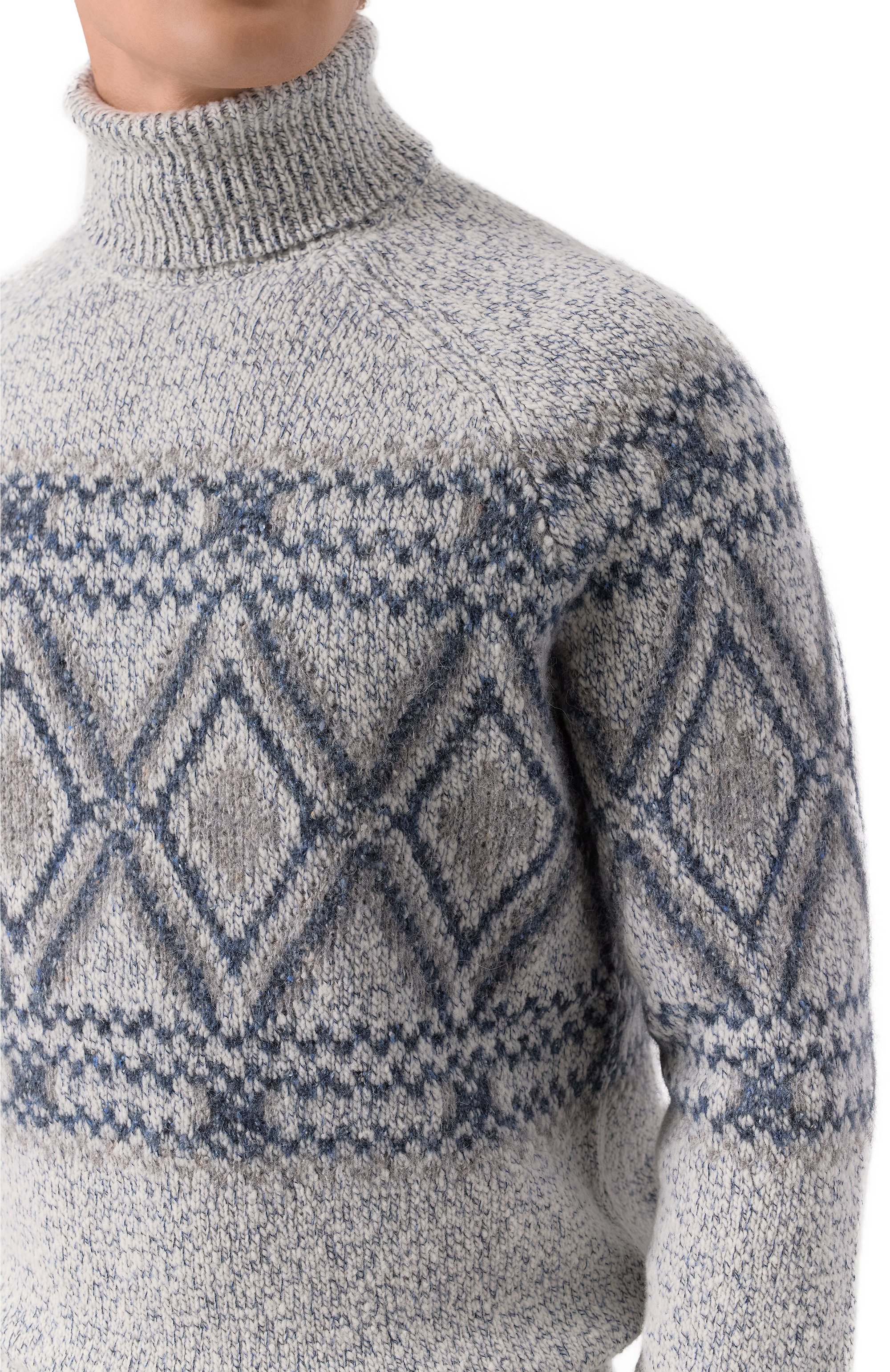 Свитер из шерсти и шелка BRUNELLO CUCINELLI синего цвета по цене 399500 руб., арт. MRI505403, фото 5 Свитер из шерсти и шелка BRUNELLO CUCINELLI, арт. MRI505403, фото 5