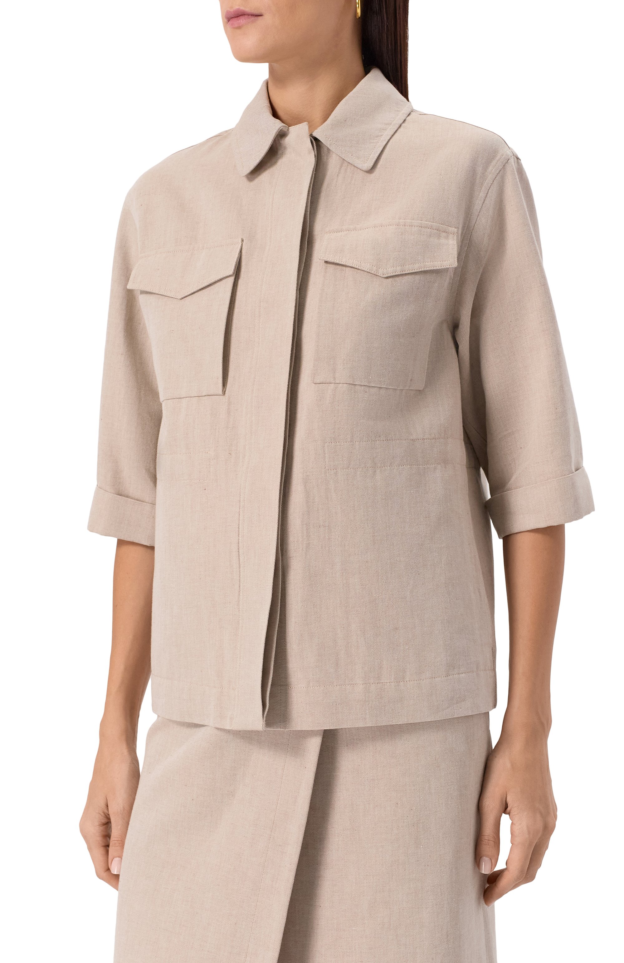 Куртка из хлопка и льна LORENA ANTONIAZZI, а рт. E2536CP08A/9715, фото 3