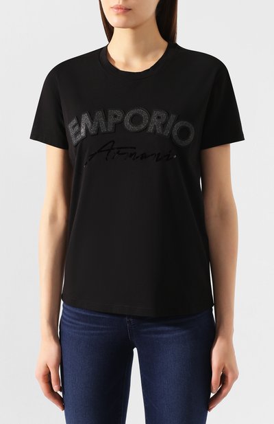 Хлопковая футболка EMPORIO ARMANI черного цвета по цене 12200 руб., арт. 6G2T6D/2JQAZ, фото 3 Хлопковая футболка EMPORIO ARMANI, арт. 6G2T6D/2JQAZ, фото 3