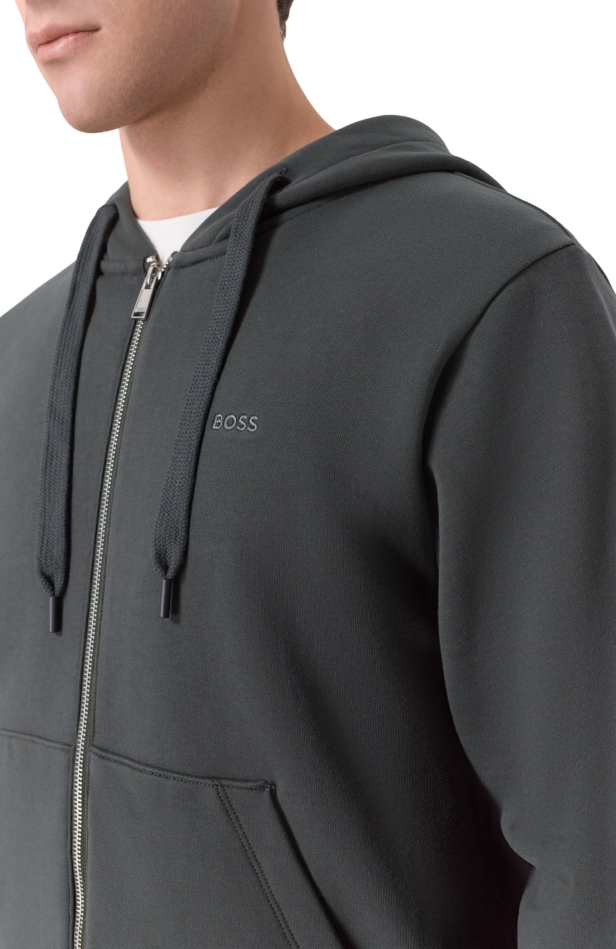 Хлопковая толстовка BOSS темно-зеленого цвета по цене 25950 руб., арт. 50546405, фото 5 Хлопковая толстовка BOSS, арт. 50546405, фото 5