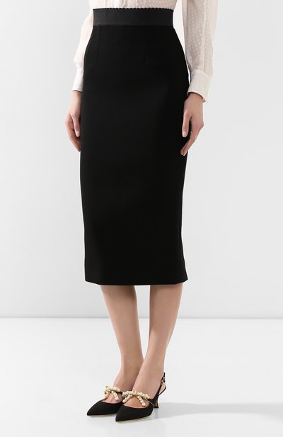 Шерстяная юбка DOLCE & GABBANA черного цвета по цене 93550 руб., арт. F4BTST/FUBD2, фото 3 Шерстяная юбка DOLCE & GABBANA, арт. F4BTST/FUBD2, фото 3