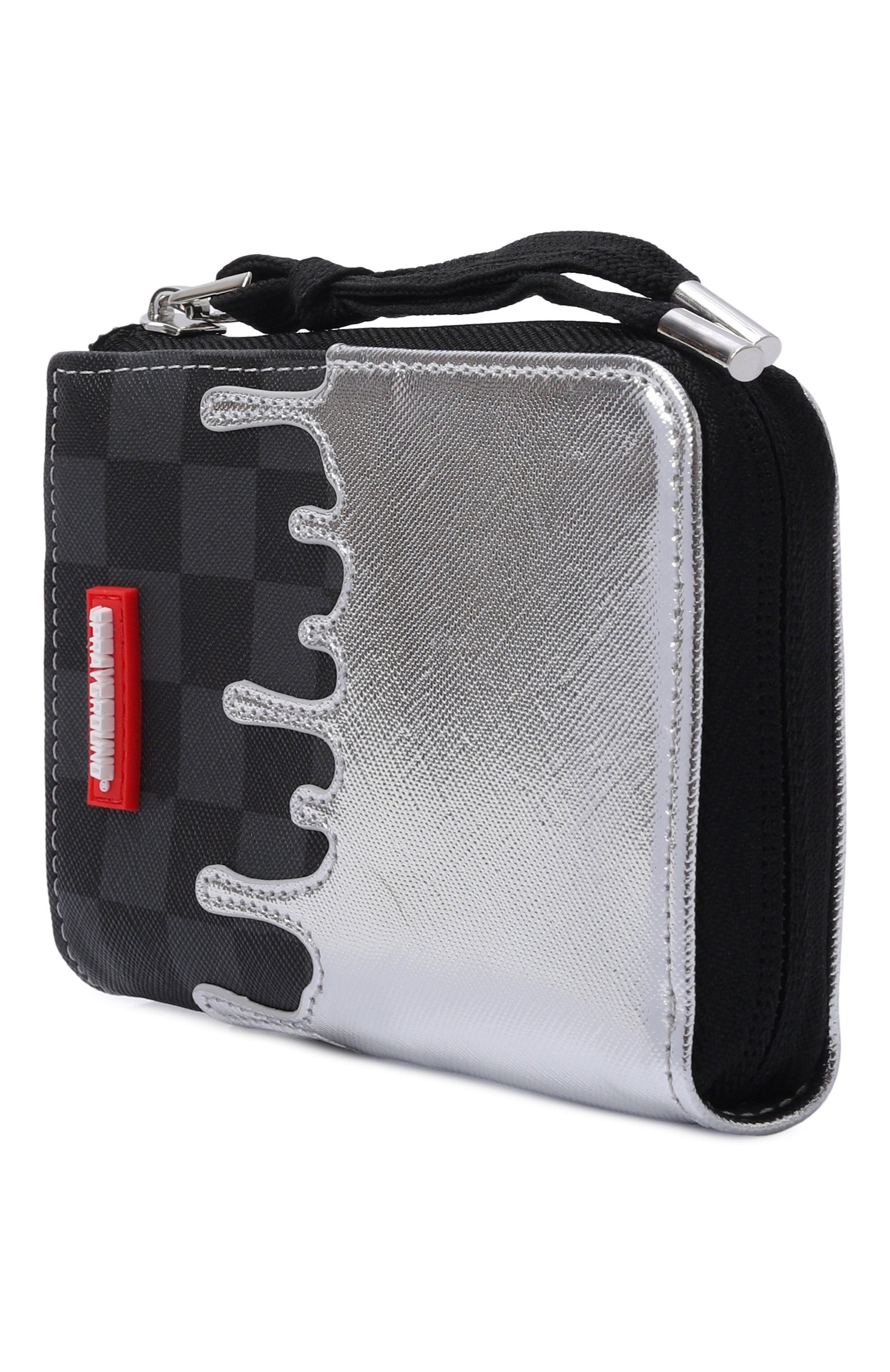 Кошелек silver side drip black check SPRAYGROUND серебряного цвета по цене 8800 руб., арт. 910W8931NSZ/SILVER SIDE DRIP BLACK CHECK WALLET, фото 2 Кошелек silver side drip black check SPRAYGROUND, арт. 910W8931NSZ/SILVER SIDE DRIP BLACK CHECK WALLET, фото 2