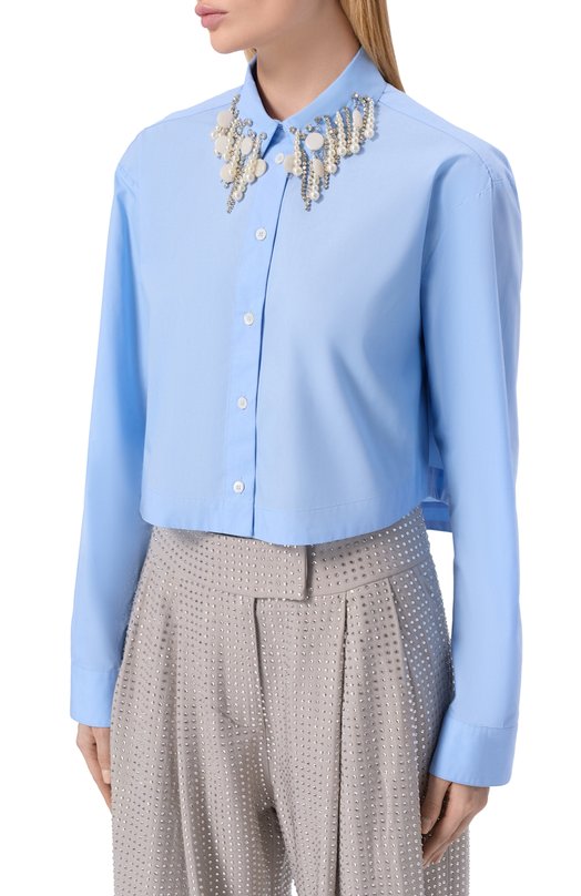Хлопковая рубашка Pinko 105620/A2EU Голубой  105620/A2EU Фото 3
