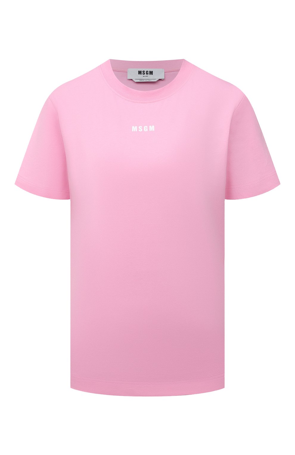 Хлопковая футболка MSGM розового цвета по цене 12300 руб., арт. 2000MDM500 200002, фото 1 Хлопковая футболка MSGM, арт. 2000MDM500 200002, фото 1