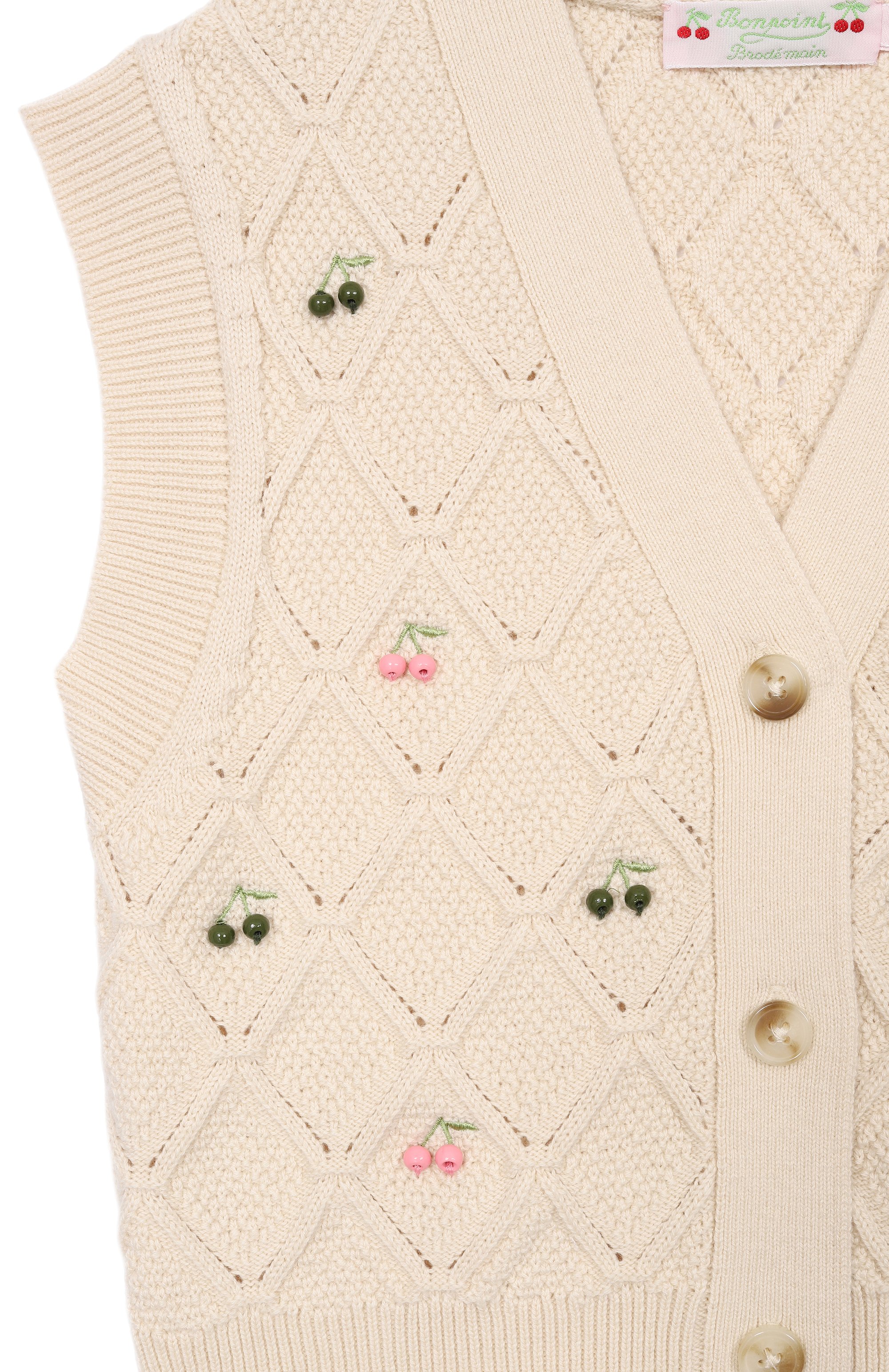 Жилет из шерсти и хлопка BONPOINT кремового цвета по цене 22400 руб., арт. S06GCAK00014/4A-8A, фото 3 Жилет из шерсти и хлопка BONPOINT, арт. S06GCAK00014/4A-8A, фото 3