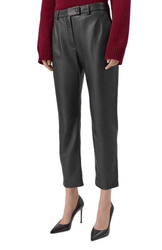 Кожаные брюки Elie Saab P0169NR26/L0001 Чёрный  P0169NR26/L0001 Фото 3