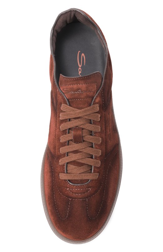 Замшевые кеды Santoni WBPG61415DKTTTYD Коричневый  WBPG61415DKTTTYD Фото 6