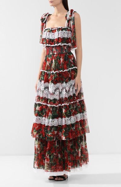 Платье из смеси шелка и хлопка DOLCE & GABBANA, арт. F68N9T/HS1ZV, фото 3