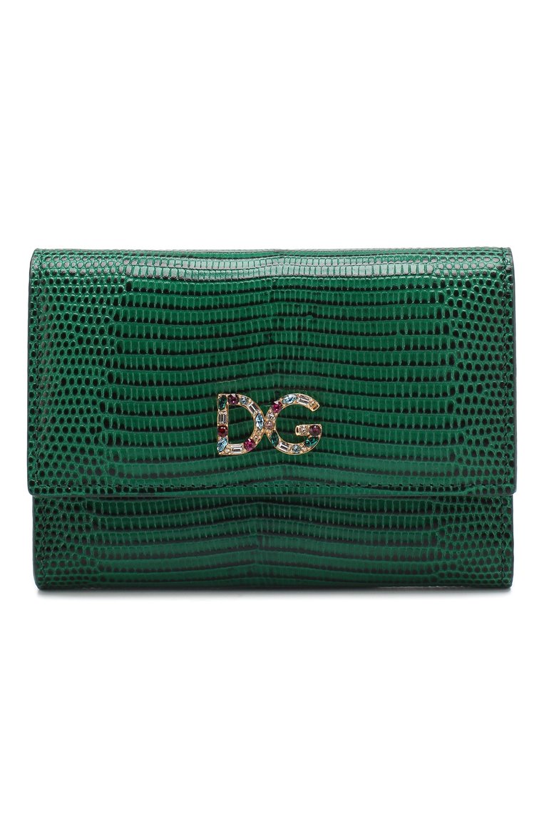 Женские зеленые кожаный кошелек на кнопке DOLCE & GABBANA купить в ...