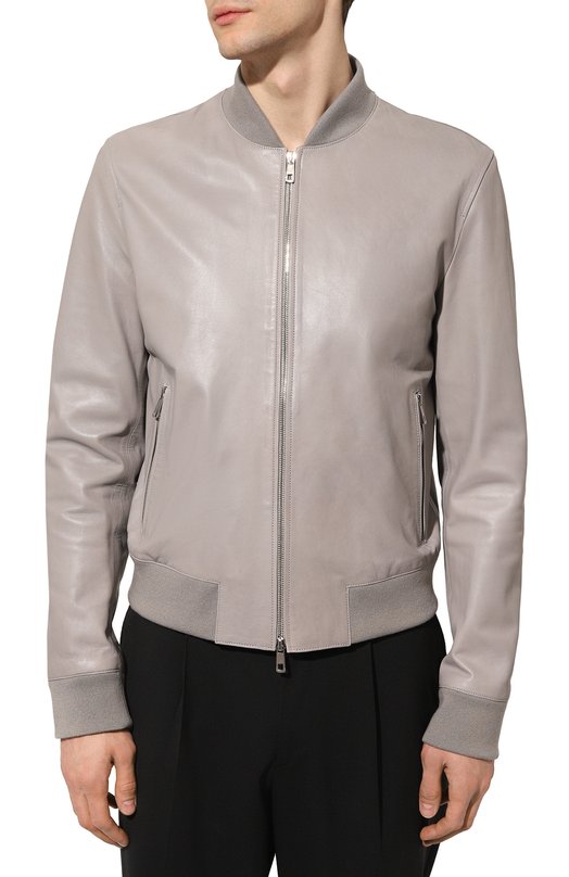 Кожаный бомбер DESA Серый, фото 3