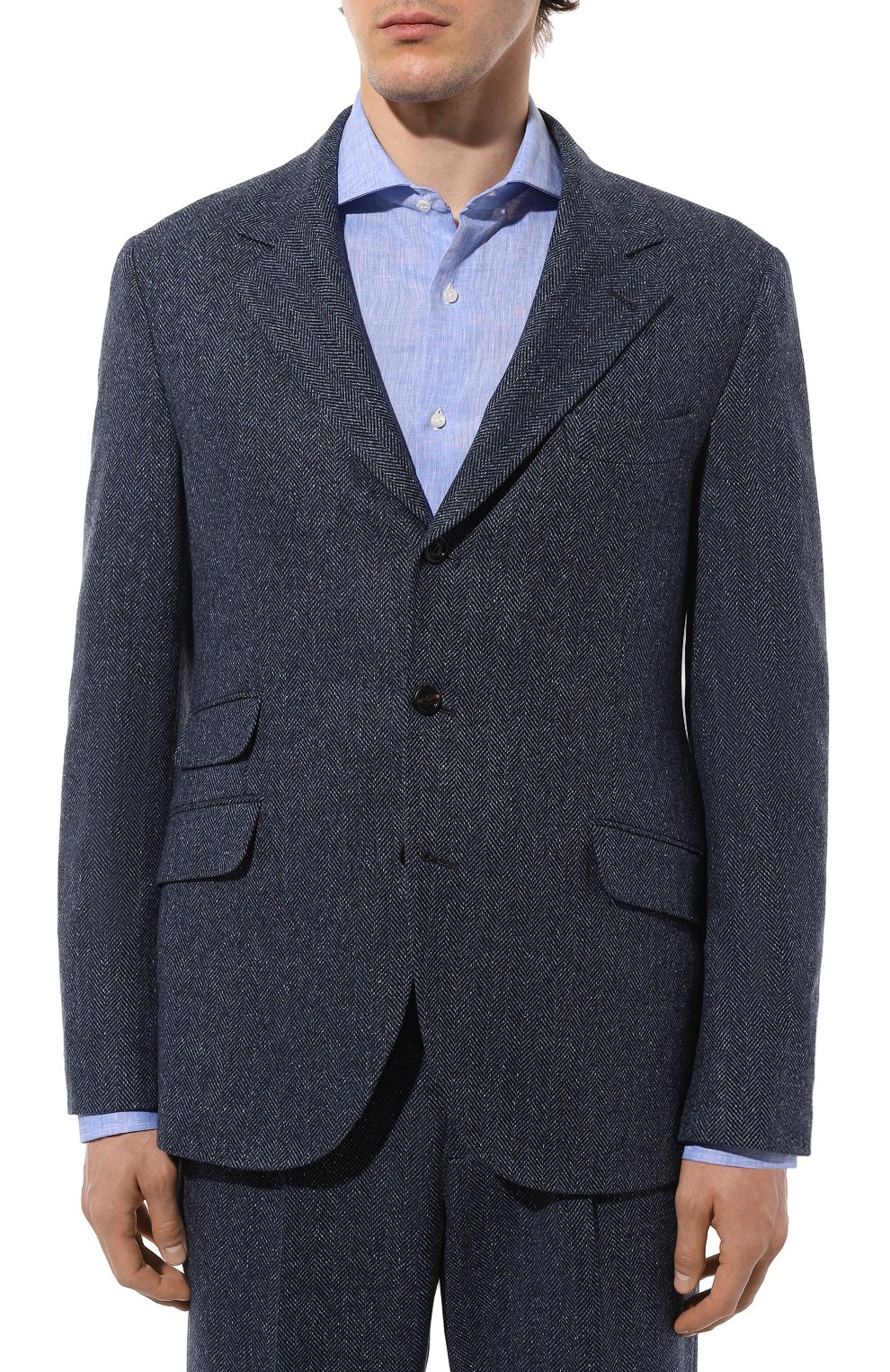 Костюм из шерсти и шелка BRUNELLO CUCINELLI темно-синего цвета по цене 632500 руб., арт. MY452LDWH, фото 4 Костюм из шерсти и шелка BRUNELLO CUCINELLI, арт. MY452LDWH, фото 4