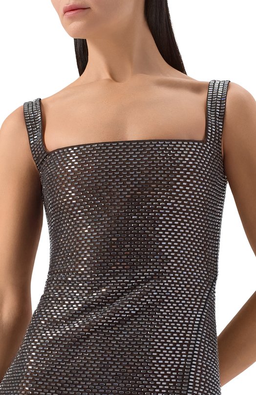 Платье с отделкой стразами self-portrait RS26051SBGR Серый  RS26051SBGR Фото 4