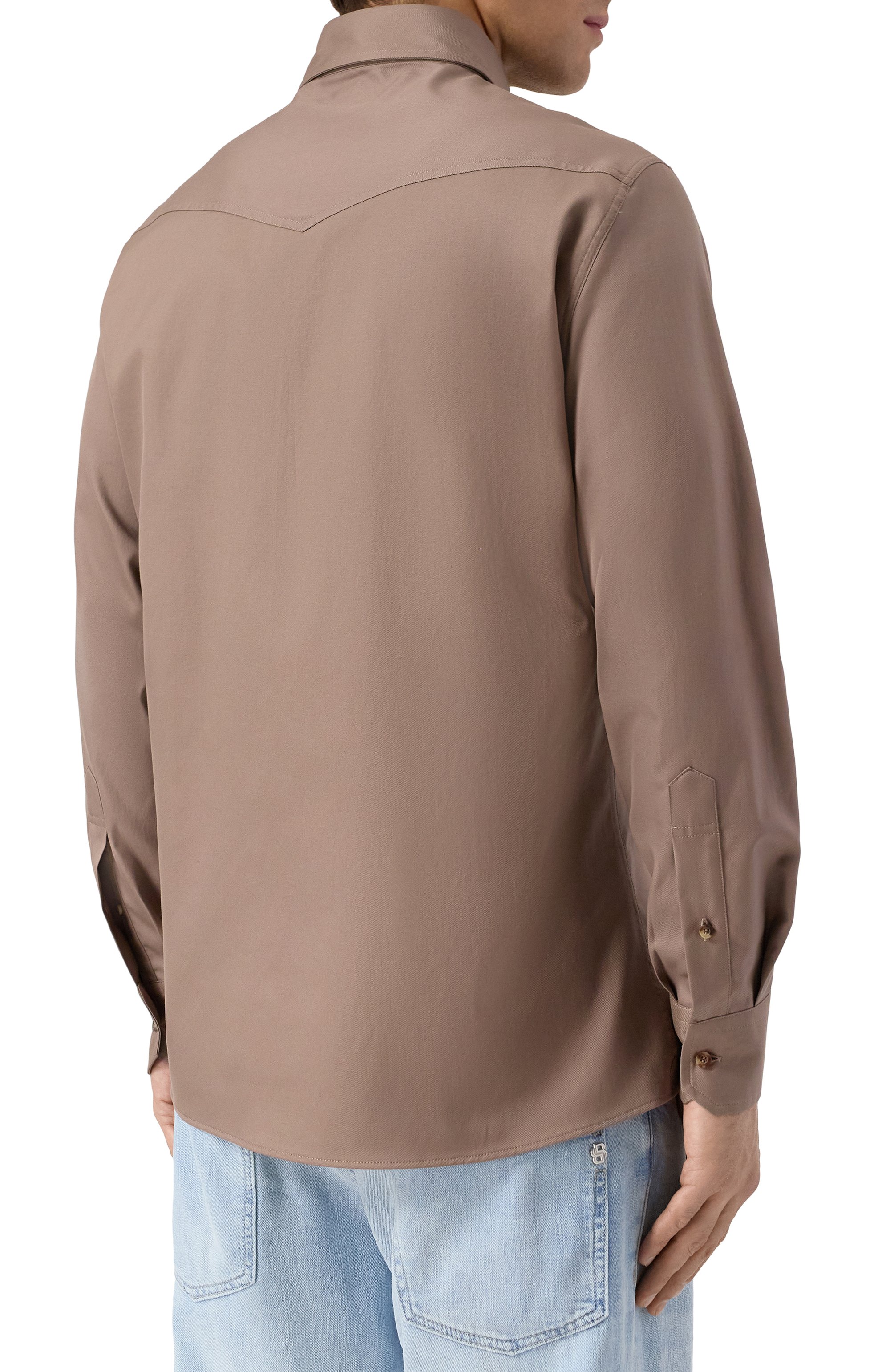 Хлопковая рубашка BRUNELLO CUCINELLI коричневого цвета по цене 123000 руб., арт. MW6044008, фото 4 Хлопковая рубашка BRUNELLO CUCINELLI, арт. MW6044008, фото 4