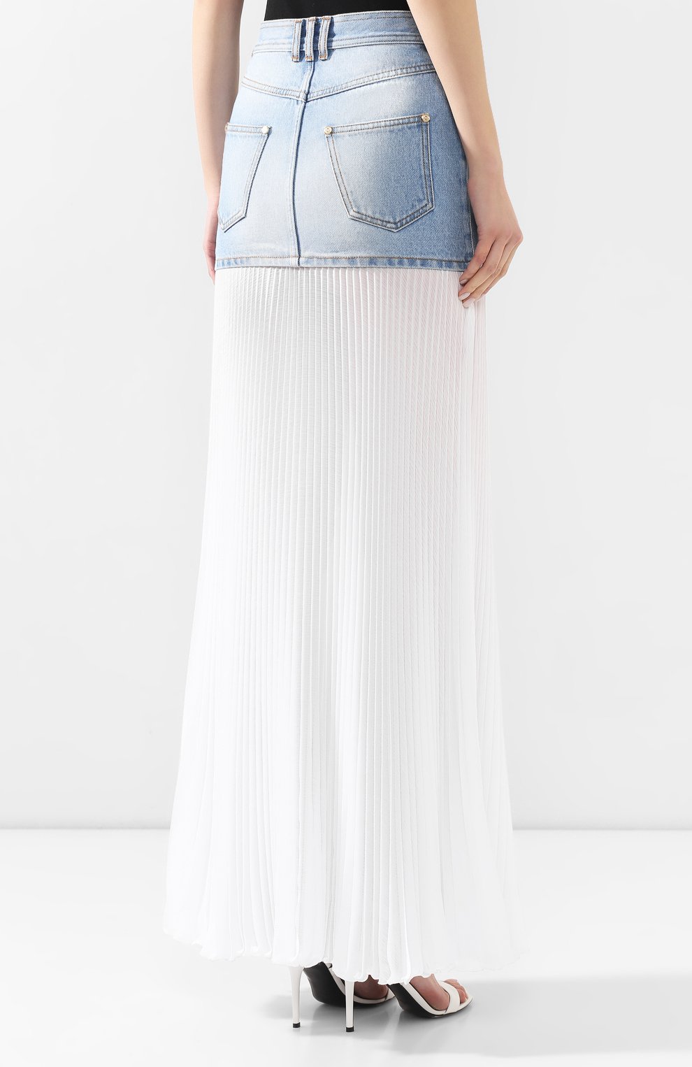 Юбка BALMAIN голубого цвета по цене 154500 руб., арт. TF14708/D021, фото 4 Юбка BALMAIN, арт. TF14708/D021, фото 4