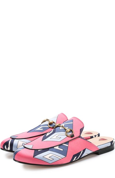 Атласные сабо princetown с принтом GUCCI, арт. 432773/9AB10, фото 1