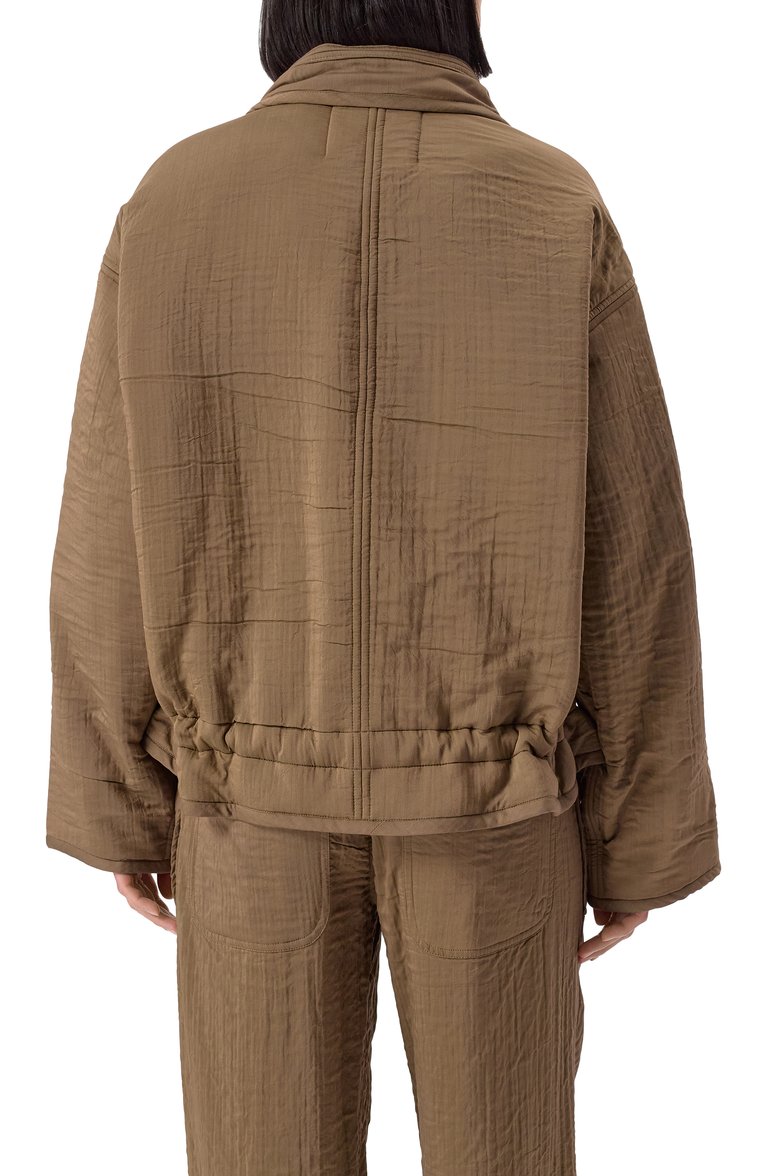 Женская куртка из вискозы и хлопка ISABEL MARANT ETOILE хаки цвета, арт. 25PVE0453FA/C1G04E | Фото 4 (Длина (верхняя одежда): Короткие; Рукава: Длинные; Материал подклада: Хлопок; Материал внешний: Вискоза; Кросс-КТ: Легкие, Куртка; Стили: Кэжуэл; Автоматизация ТО: Проставлено; Автоматизация состава: Проставлено)