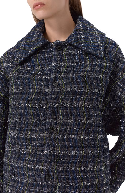 Полупальто из вискозы и шерсти Missoni DS25WC1D/BC005W Синий  DS25WC1D/BC005W Фото 5