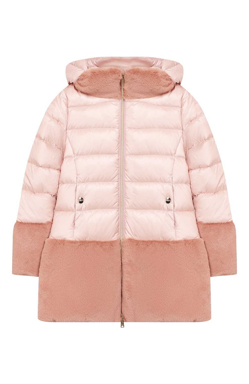Пуховик с капюшоном HERNO розового цвета по цене 57500 руб., арт. PI0074G/12017/10A-14A, фото 1 Пуховик с капюшоном HERNO, арт. PI0074G/12017/10A-14A, фото 1